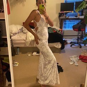 White velvet jumpsuit